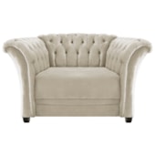 Poltrona Decorativa Chesterfield Sofia Corano Bege Capitonê - Amarena Móveis