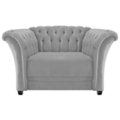 Poltrona Decorativa Chesterfield Sofia Corano Cinza Capitonê - Amarena Móveis