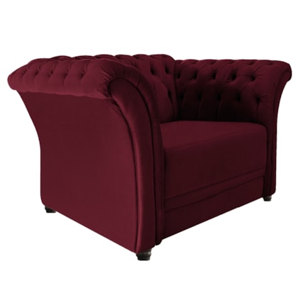 Poltrona Decorativa Chesterfield Sofia Suede Bordô Capitonê - Amarena Móveis