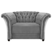 Poltrona Decorativa Chesterfield Sofia Suede Cinza Capitonê - Amarena Móveis