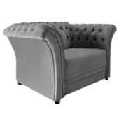 Poltrona Decorativa Chesterfield Sofia Suede Cinza Capitonê - Amarena Móveis