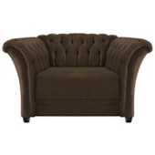 Poltrona Decorativa Chesterfield Sofia Suede Marrom Capitonê - Amarena Móveis