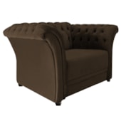 Poltrona Decorativa Chesterfield Sofia Suede Marrom Capitonê - Amarena Móveis
