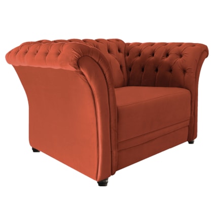 Poltrona Decorativa Chesterfield Sofia Suede Terracota Capitonê - Amarena Móveis