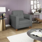 Poltrona Decorativa Denver Suede Cinza - AM Decor