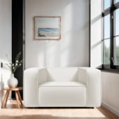 Poltrona Decorativa Escritório Orgânica Cecília Bouclé  Branco - Amarena Móveis