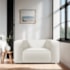 Poltrona Decorativa Escritório Orgânica Cecília Bouclé  Branco - Amarena Móveis