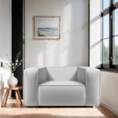 Poltrona Decorativa Escritório Orgânica Cecília Linho Cinza Claro - Amarena Móveis