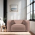 Poltrona Decorativa Escritório Orgânica Cecília Linho Rose - Amarena Móveis