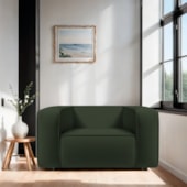 Poltrona Decorativa Escritório Orgânica Cecília Linho Verde - Amarena Móveis