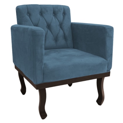 Poltrona Decorativa Escritório Recepção Sala Classic Linho Azul Royal - Amarena Móveis