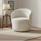 Poltrona Decorativa Giratória Sala de Estar Recepção Jasmine Bouclé Branco
