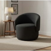 Poltrona Decorativa Giratória Sala de Estar Recepção Jasmine Bouclé Preto
