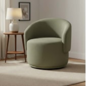 Poltrona Decorativa Giratória Sala de Estar Recepção Jasmine Bouclé Verde Oliva