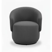 Poltrona Decorativa Giratória Sala de Estar Recepção Jasmine Linho Cinza Escuro