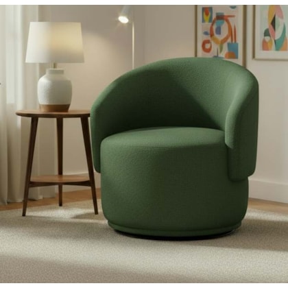 Poltrona Decorativa Giratória Sala de Estar Recepção Jasmine Linho Verde