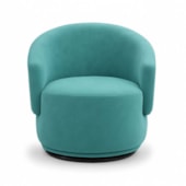 Poltrona Decorativa Giratória Sala de Estar Recepção Jasmine Suede Azul Ciano