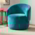 Poltrona Decorativa Giratória Sala de Estar Recepção Jasmine Suede Azul Turquesa