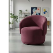 Poltrona Decorativa Giratória Sala de Estar Recepção Jasmine Suede Bordô