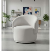 Poltrona Decorativa Giratória Sala de Estar Recepção Jasmine Suede Branco