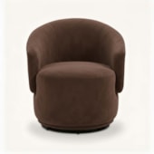 Poltrona Decorativa Giratória Sala de Estar Recepção Jasmine Suede Marrom