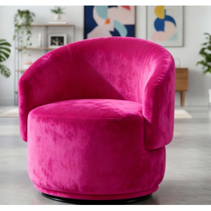 Poltrona Decorativa Giratória Sala de Estar Recepção Jasmine Suede Pink
