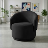 Poltrona Decorativa Giratória Sala de Estar Recepção Jasmine Suede Preto