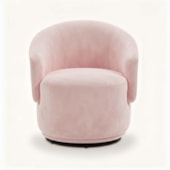 Poltrona Decorativa Giratória Sala de Estar Recepção Jasmine Suede Rosa Bebê