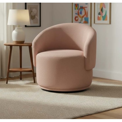 Poltrona Decorativa Giratória Sala de Estar Recepção Jasmine Suede Rosê