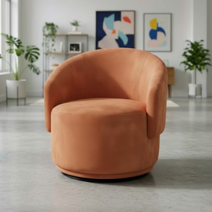Poltrona Decorativa Giratória Sala de Estar Recepção Jasmine Suede Terracota