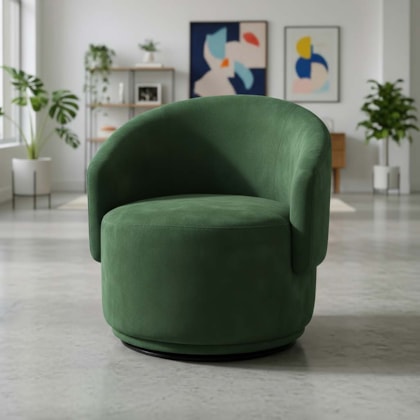 Poltrona Decorativa Giratória Sala de Estar Recepção Jasmine Suede Verde