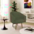 Poltrona Decorativa Jade Design Moderno Sala de Estar Quarto Escritório Confortável Luxo Pés Palito Linho Verde