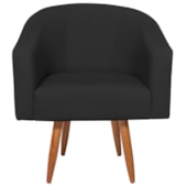 Poltrona Decorativa Jade Design Moderno Sala de Estar Quarto Escritório Confortável Luxo Pés Palito Linho Preto