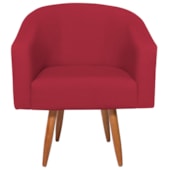 Poltrona Decorativa Jade Design Moderno Sala de Estar Quarto Escritório Confortável Luxo Pés Palito Suede Vermelho