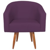Poltrona Decorativa Jade Design Moderno Sala de Estar Quarto Escritório Confortável Luxo Pés Palito Suede Roxo