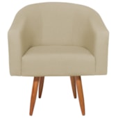 Poltrona Decorativa Jade Design Moderno Sala de Estar Quarto Escritório Confortável Luxo Pés Palito Suede Bege