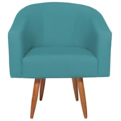 Poltrona Decorativa Jade Design Moderno Sala de Estar Quarto Escritório Confortável Luxo Pés Palito Suede Azul Turquesa