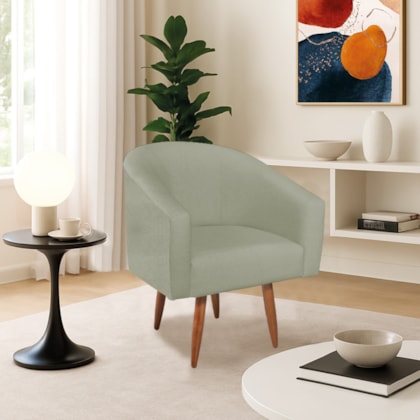 Poltrona Decorativa Jade Design Moderno Sala de Estar Quarto Escritório Confortável Luxo Pés Palito Bouclé Verde Oliva