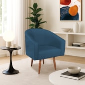 Poltrona Decorativa Jade Design Moderno Sala de Estar Quarto Escritório Confortável Luxo Pés Palito Linho Azul Royal