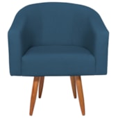 Poltrona Decorativa Jade Design Moderno Sala de Estar Quarto Escritório Confortável Luxo Pés Palito Linho Azul Royal