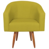 Poltrona Decorativa Jade Design Moderno Sala de Estar Quarto Escritório Confortável Luxo Pés Palito Suede Amarelo
