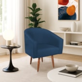 Poltrona Decorativa Jade Design Moderno Sala de Estar Quarto Escritório Confortável Luxo Pés Palito Suede Azul Marinho