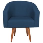 Poltrona Decorativa Jade Design Moderno Sala de Estar Quarto Escritório Confortável Luxo Pés Palito Suede Azul Marinho