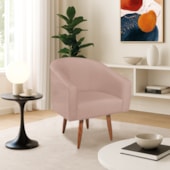 Poltrona Decorativa Jade Design Moderno Sala de Estar Quarto Escritório Confortável Luxo Pés Palito Suede Rosê