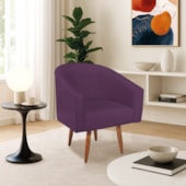 Poltrona Decorativa Jade Design Moderno Sala de Estar Quarto Escritório Confortável Luxo Pés Palito Suede Roxo