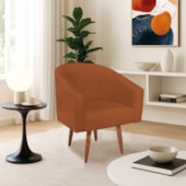 Poltrona Decorativa Jade Design Moderno Sala de Estar Quarto Escritório Confortável Luxo Pés Palito Suede Terracota
