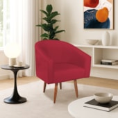 Poltrona Decorativa Jade Design Moderno Sala de Estar Quarto Escritório Confortável Luxo Pés Palito Suede Vermelho