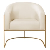 Poltrona Decorativa Jade Moderno Escritório Confortável Luxo Base de ferro Dourado Bouclé Bege