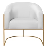 Poltrona Decorativa Jade Moderno Escritório Confortável Luxo Base de ferro Dourado Bouclé Branco