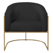 Poltrona Decorativa Jade Moderno Escritório Confortável Luxo Base de ferro Dourado Bouclé Preto